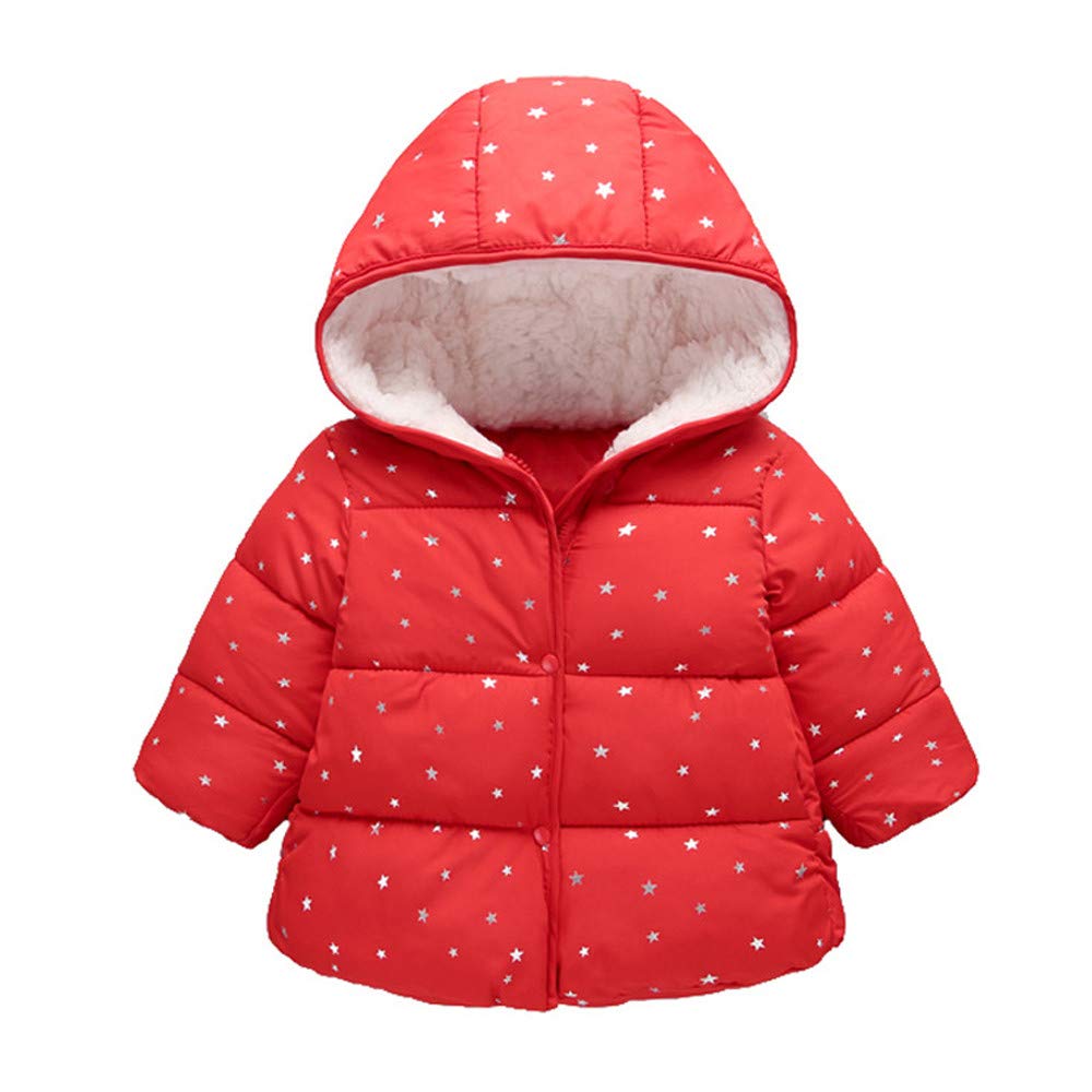 Baby Boys Girls Winter Puffer Coat Unisex Kids Fleece Lined Jacket Hoodies Warm Zip up Outwear Overcoat Ultra Light Snowsuit Windbreaker Outwear