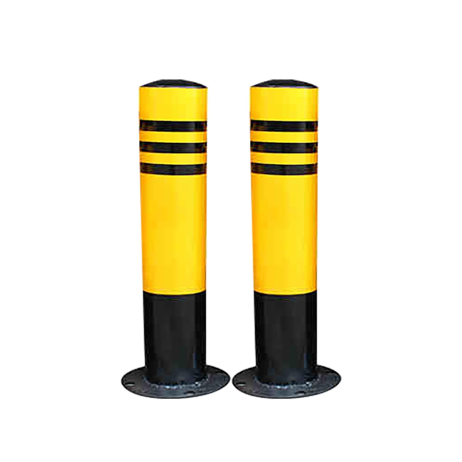 AYCDL Safety Bollard Steel Bollards, with Anchor Bolts Parking Barrier Bollard Post with Reflective Tape, Yellow Traffic Barriers for Driveways, Parking Lots, and Sen,2pcs-yellow