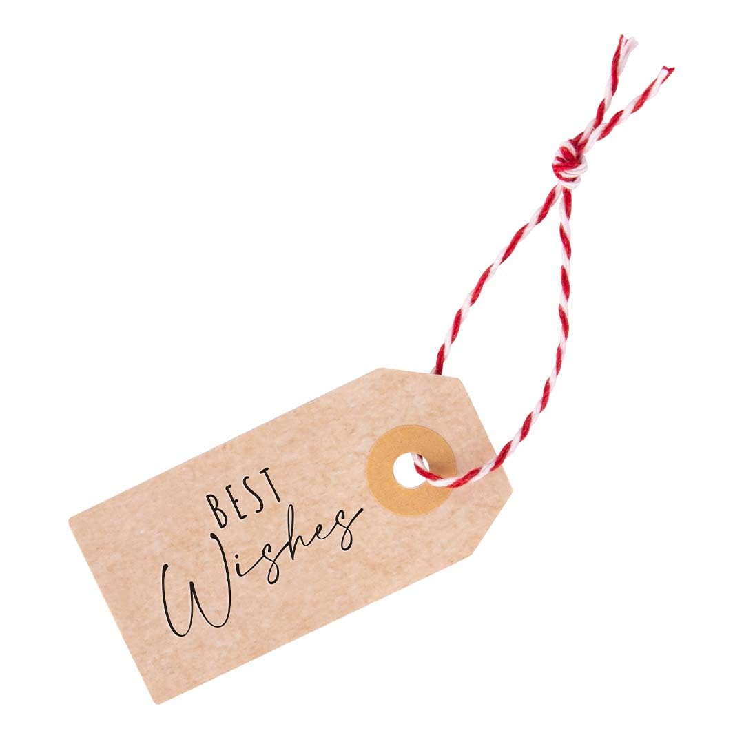 APLI 19845 Gift Box: 100m De Cuerda Roja/blanca Algodón + 30 Etiquetas Colgantes (beige, Blanco, Kraft) Para Envoltura Creativa