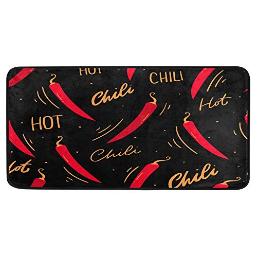 Hot Chili Peppers Absorbent Kitchen Mat and Rug, 39 x 20  Non-Slip Floor Mats and Rugs for Kitchen, Bathroom, Sink, Laundry, Home Decor