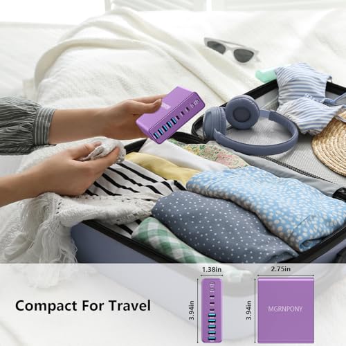 Image of 320W USB C Charger Block, MGRNPONY 10-Port GaN USB C Charging Station | PD 65W Laptop Fast Charger Adapter for MacBook Pro /Air, DELL, iPad, iPhone, Samsung Galaxy(Purple)
