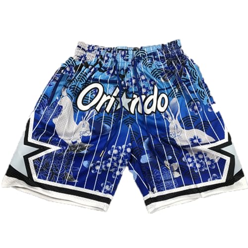 MCQOmcil Short de Basket-Ball NBA Magic for Hommes, Pantalon de Sport Respirant à Haute élasticité (Color : A, Size : M)