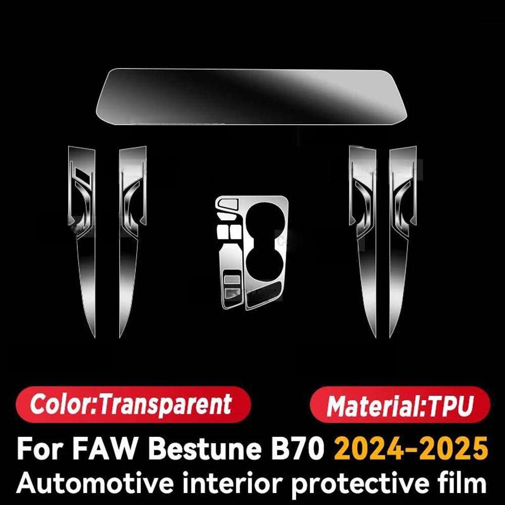 Pellicola Protettiva Trasparente per Pannelli Interni Auto, per FAW Bestune B70 2024 2025, Accessori AntiGraffio.