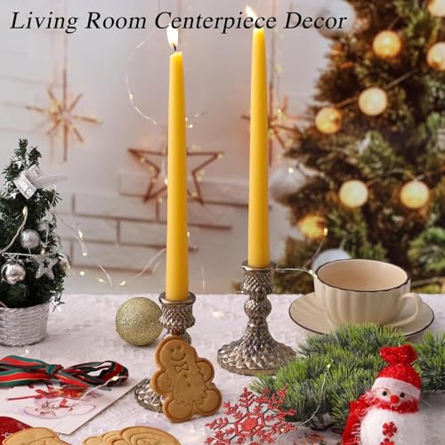 LETINE 6 Stück Bienenwachskerzen, Stabkerzen aus 100% Bienenwachs, Rauchfrei Bienenwachs Kerzen, Natürlichem Duft, 25x2 cm, Brenndauer 9 Std, Ideal für Hochzeiten, Feste und Meditation