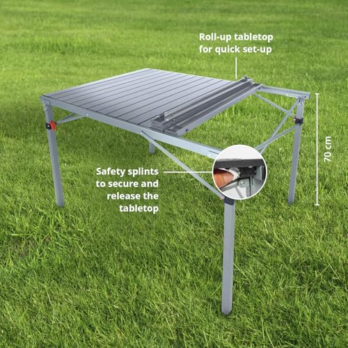Skandika Maikku Aluminium Folding Table, Aluminium Camping Table for 6 People, 80 kg Load Capacity, 107 x 70 x 70 cm, Waterproof, Foldable, Lightweight, Rollable Table Top, Folding Table for Garden, - Image 4