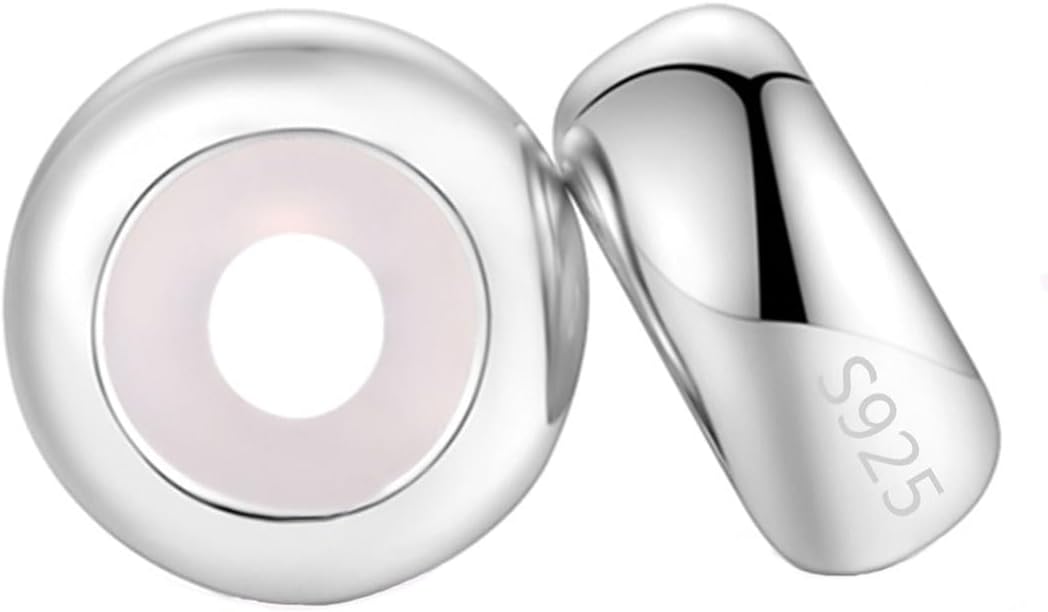 Clip Stopper Charms Sterling Silver Rondelle Spacer Bead for Bracelets (Silver)