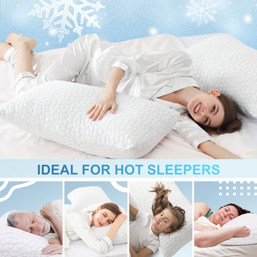 Qutool COOLING PILLOWS FOR SLEEPING 2 Pack, Shredded Memory Foam Bed Pillows Queen Size Set Of 2, Gel Pillow thumb #8