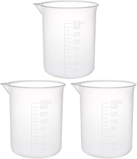 uxcell Measuring Cup 150ml PP Plastic Graduated Beaker Transparent for Lab Kitchen Liquids 3pcs