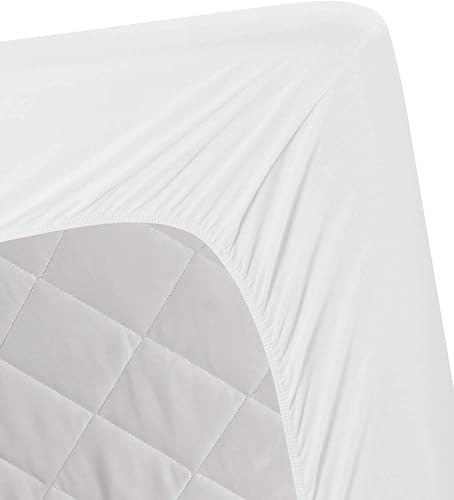 Miniatura 2 de Sábana bajera ajustable de punto de jersey suave y transpirable solo (blanco, individual)