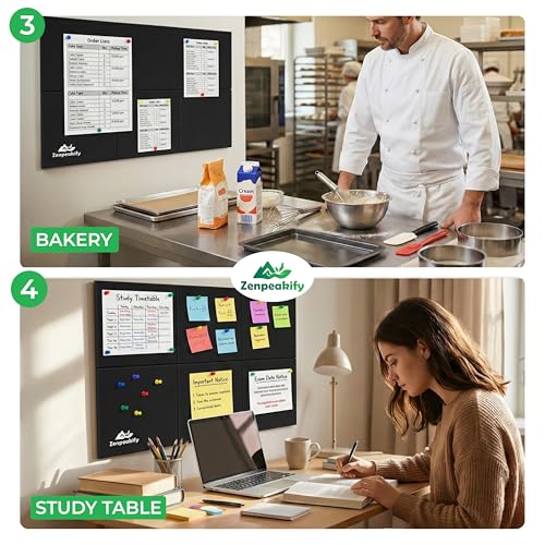Image of Bulletin Board - 6 PCS Self Adhesive Notice Board for Office with 50 Push Pins, 30x30 cm Pin Board Set for Study Room, Vision Board and Display Board for office, Soft Board for Study Table.