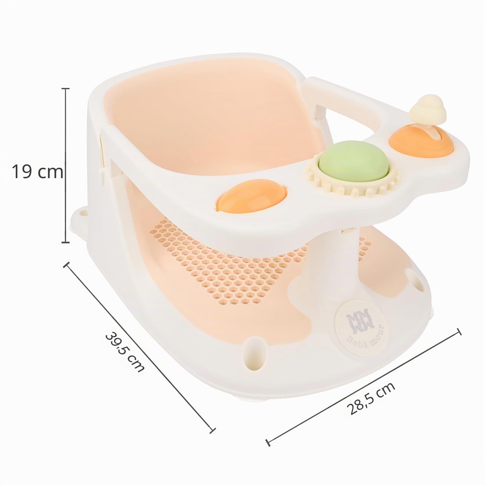 Bebamour Siège de bain bébé 6 mois+ enfant baignoire antidérapante siège de bain bébé avec jouets,A New Pink