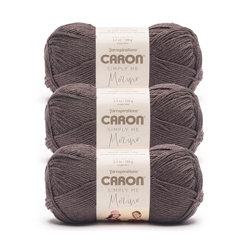 Image of Caron Simply Me Merino Soft Yarn for Crocheting, Cocoa Bean Heather, 3-Pack