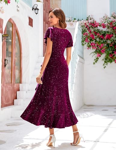 Image of BeryLove Womens Wedding Guest Dress Sequin Formal Dresses for Women | Stunning evening gowns for women suitable for prom homecoming bridesmaid and mother of the bride formal events