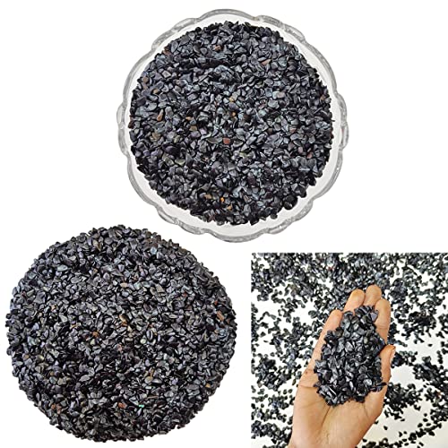 Image of Healing Crystal Chips for Vastu Natural Black Agate Chips Stone 50 Gm Black Agate Crystal Stone Chips Dust Raw Rough Stone for Reiki Healing Meditation