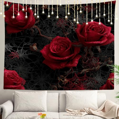 Tapisserie gothique rose rouge pour déco de chambre d'étudiant