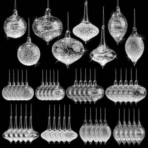 Arrowbash 12 Pcs Clear Glass Christmas Ornaments Balls