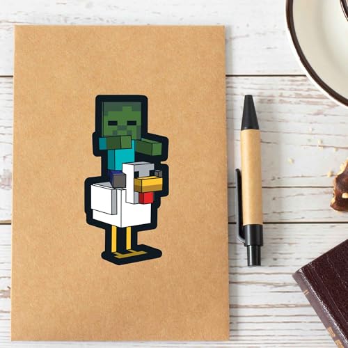 Image of Minecraft Zombie Chicken Jockey Adhesive Vinyl Decal - Iconic Minecraft Sticker for Water Bottle or Laptop
