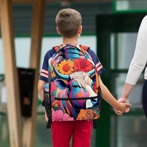 Sac à dos motif vache multicolore idéal pour le collège - 6