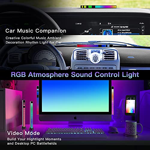 Rgb Sound Activated Led Lights, 2Pcs Music Sync Led Lights Wireless Rechargeable Usb Car Rhythm Light 32 Bit Music Pickup Rhythm Light Music Level Indicator For Car Laptop, Gaming Accessories #TOP3