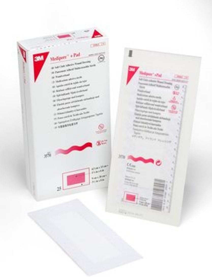 3m Medipore Pad Soft Cloth Adhesive Wound Dressings 3.5" x 8"/Box of 25