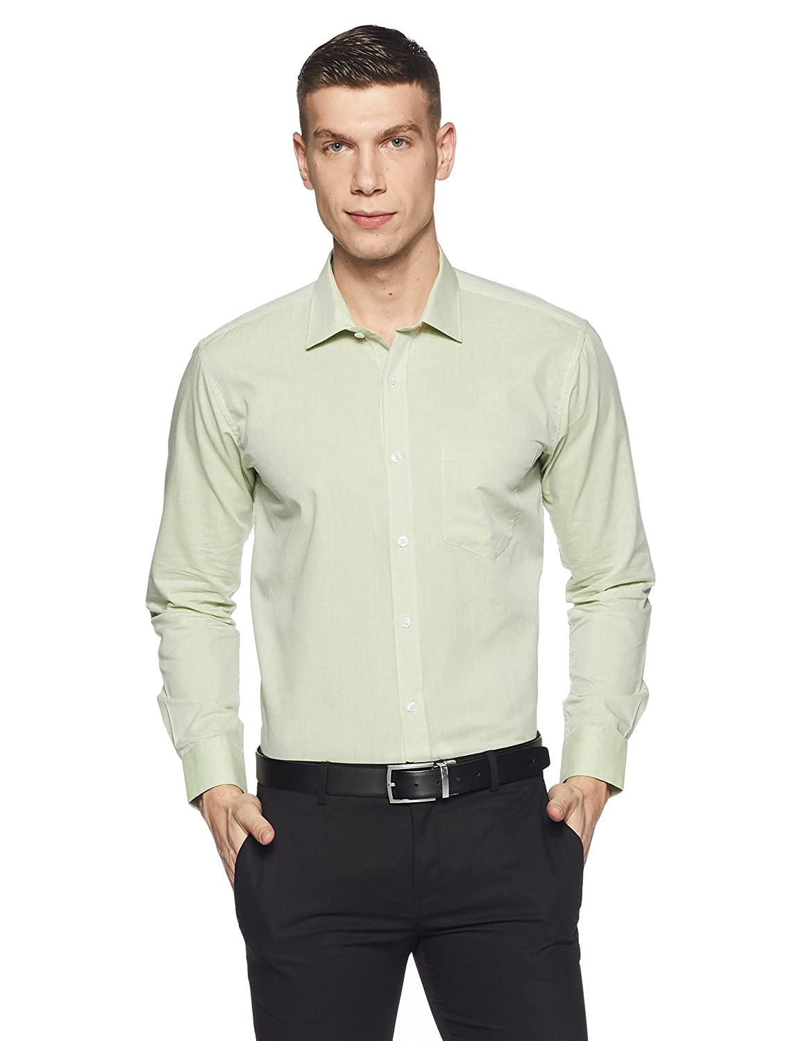 Vinod Men's Regular Fit Shirt (38, Green)