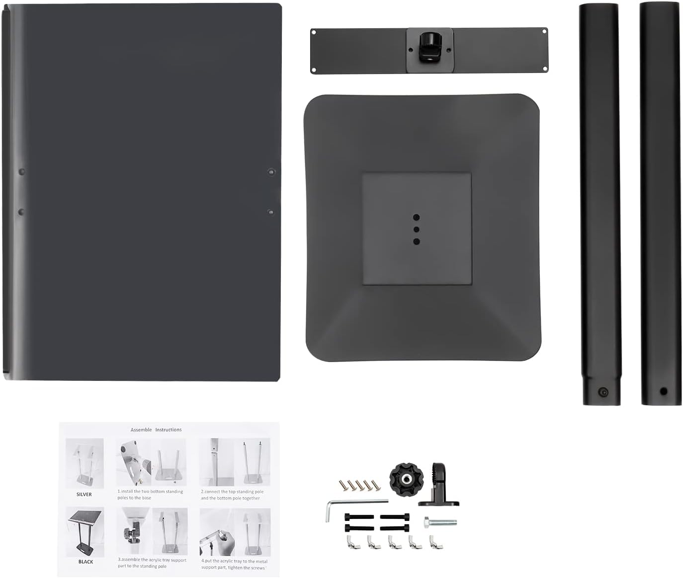 Support de podium en acrylique – Pupitre réglable de 30 à 90° avec base en fer pour église, école, bureau – Pupitre de conférence debout pour parler professionnel