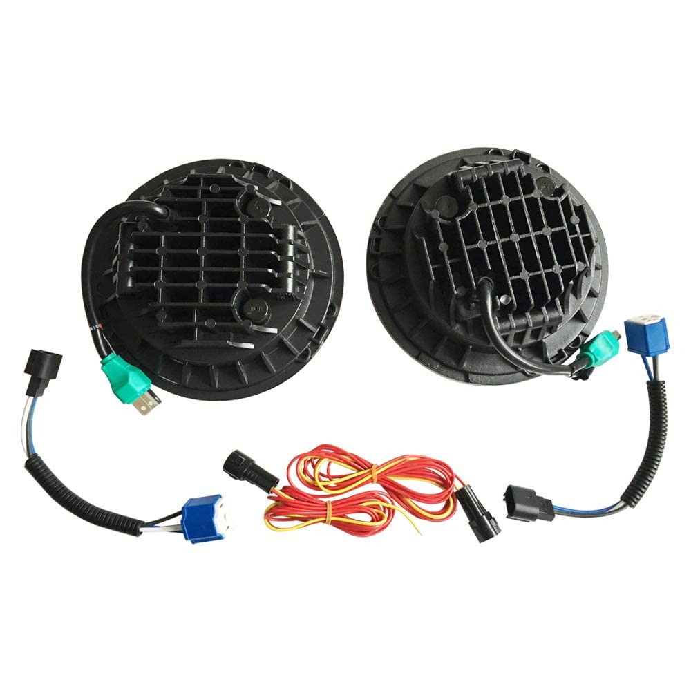 SXMA Fari Emark da 7 pollici con LED rotondo e ambra DRL Indicatori di direzione Halo Hi/Lo Fanale led con LED per Wrangler JK (2 pezzi)