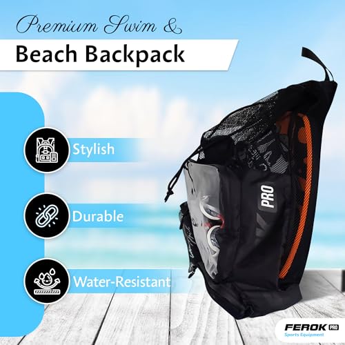 40L Mesh Swim Backpack – Water Resistant Gym & Beach Bag with Compartments, Large Mesh Backpack for Swimmers, Beach Bags for Women Men, Pool Bag with Drawstring (Grey)2