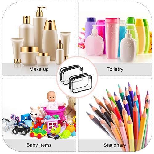 18 Pack Clear Makeup Bags Clear Cosmetic Bag Pvc Plastic Zippered Pouches Portable Toiletry Bags For Women Men Travel Vacation Bathroom Organizing (Black Border) #TOP4