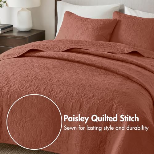 Image of Madison Park Luxurious Cotton Damask Quilt Set, 3PC King /Cal King Bed Set