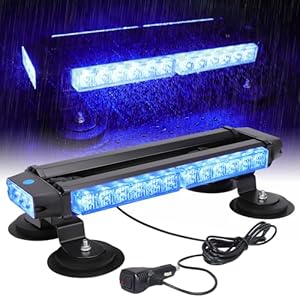 Strobe Light Bar for Trucks – MIRUNNY 15Inch Waterproof Double Side Safety Warning Flashing Beacon Emergency Lighting Bar with Magnetic Base for Snow Plow, Trucks, Construction Vehicles(Blue)