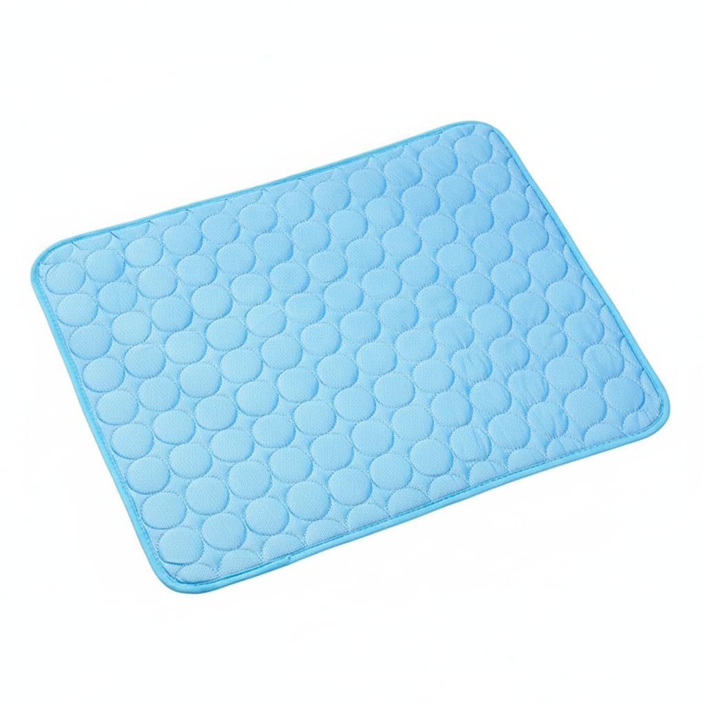 nobooao Dog Cooling Mat Large 70 × 55 cm, Glacier Blue Gel-Free Ice-Silk Cooling Pad, Machine-Washable