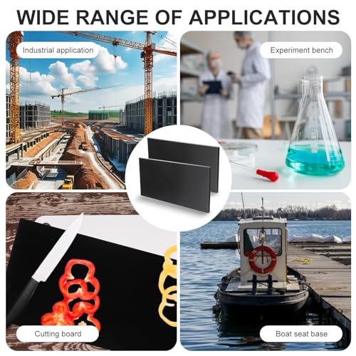 Image of 2 Pcs Black HDPE Plastic Sheet, 1 /2 inch Thick 6 inchx 12 inch,High Density Polyethylene Sheet Board Hard Solid HDPE Plastic Block Sheets for DIY Projects for Machining Home