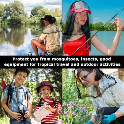 banjiabb 2 Pack Moskitonetz Kopf,Imkerhut,Hut Mit Moskitonetz,Head Net Face Mesh Head Cover For Outdoor,Moskitonetz Hut,Camping, Hiking, Fishing, Gardening, Safari
