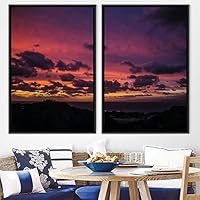 2 Piece Framed Canvas Wall Art Colorful Sky Canvas Prints Home Artwork Decoration for Living Room,Bedroom - 16