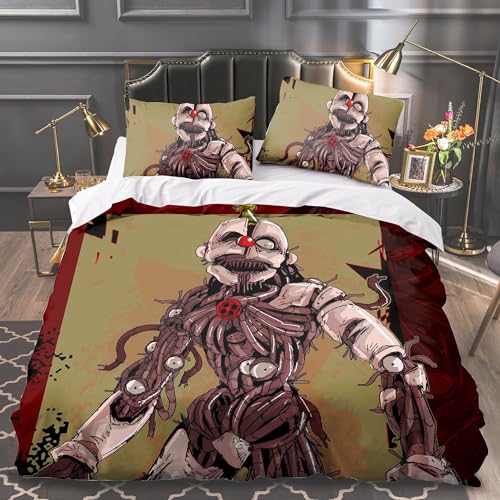 QKNTKF FNAF Security Breach Bedding Set 3 Pieces 3D Digital Print Bedclothes Double Single King Size Duvet Cover Pillow Cover Bed Set Home Decorative Gifts (Type2, 200 * 200 CM)