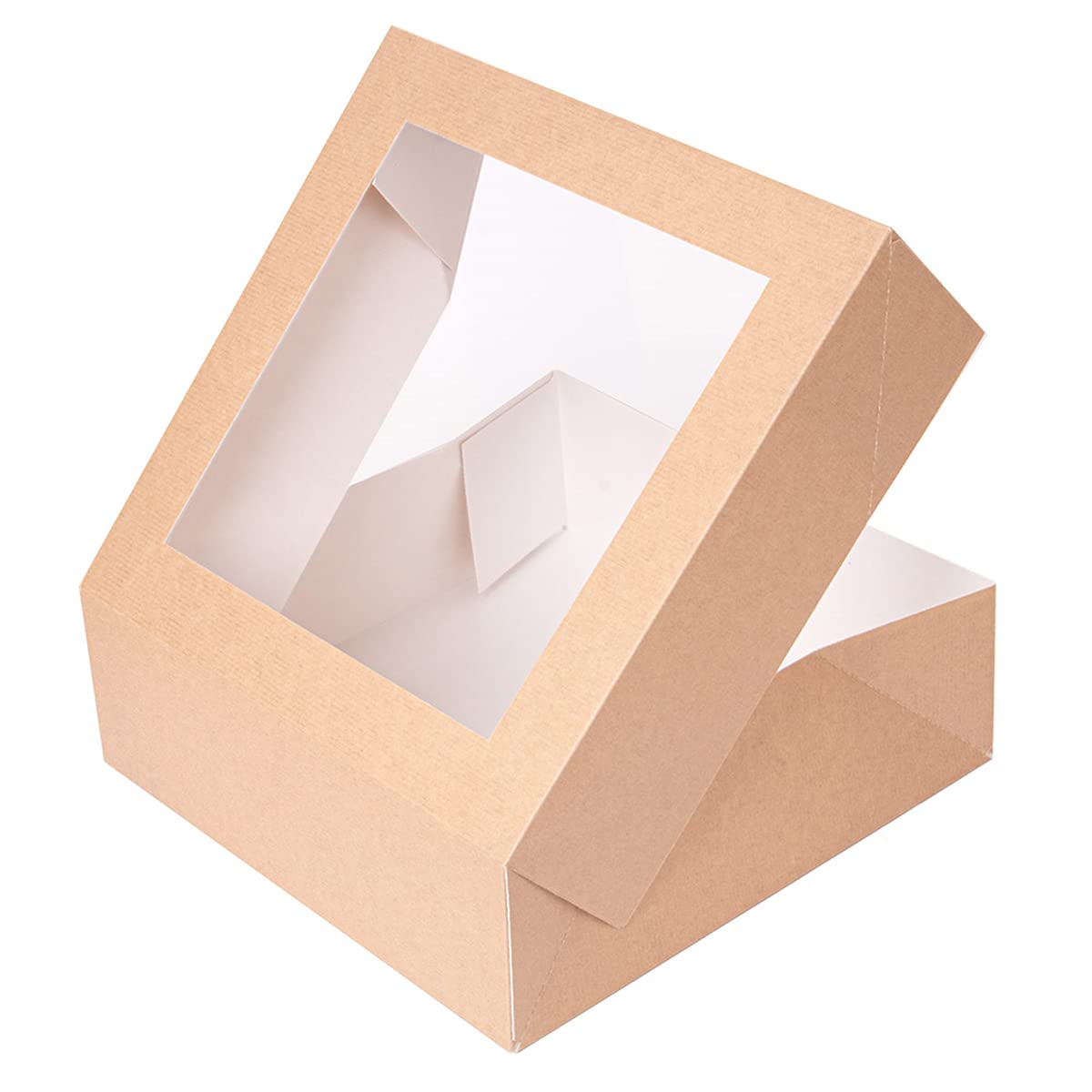 50 pezzi - Scatole per pasticceria con finestra 'Thepack' 240 G/M2 + Opp 23 x 23 x 7,5 cm naturale cartone ondulato Nano-Micro