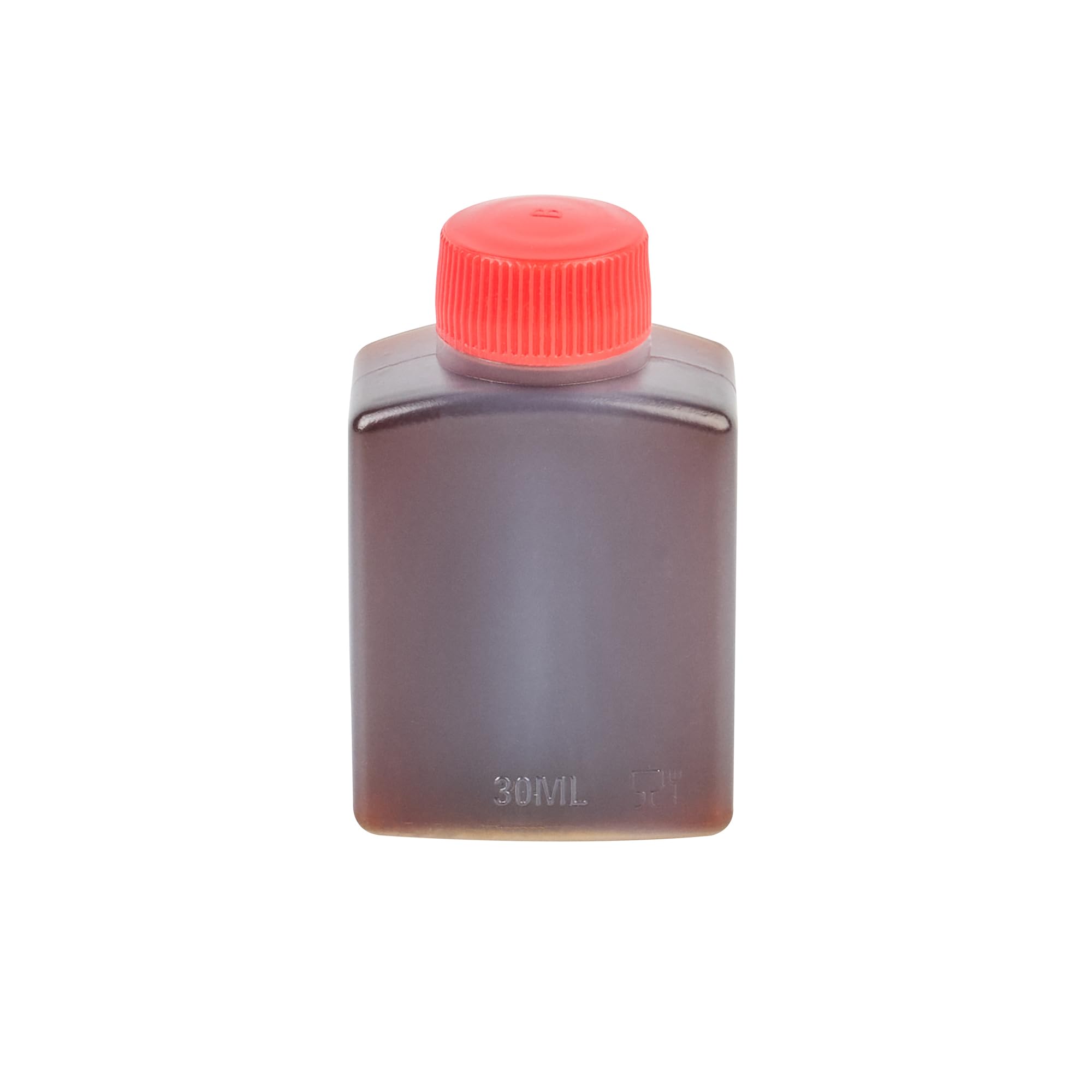 Restaurantware -Bento Tek - Mini botellas de salsa de soja de 1 onza, 100 mini botellas desechables para condimentos con tapas rojas, paquete de condimentos, vinagre o salsa, botellas de plástico