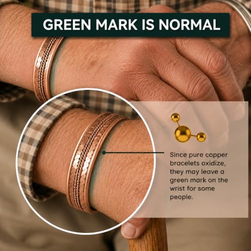 Image of Touchstone Copper magnetic bracelet Tibetan style. Hand forged with solid and high gauge pure copper. Delicate brass inlay.