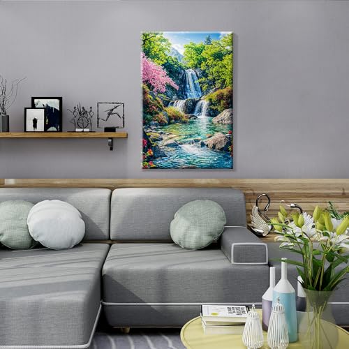 JOOZ Paint by Numbers Kit for Adults with Frame, Landscape Paint by Number with Easel, Mountain Waterfall Paint by Number Canvas, DIY Landscape Oil Painting Kit for Home Wall Decor 8x12 Inch by JOOZ - Used condition - Image 5