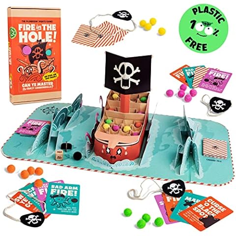 MCMILLER ENTERTAINMENT Fire in The Hole - Plastic-Free Pirate Party Game for Kids, Teens, and Adults Eco-Friendly, Biodegradable, Sustainable Family Night, Kids’ Games, Adult Christmas., Multicolor Cover