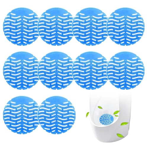 Eulihent 10 Pcs Urinal Screen Deodorizer Mats Anti-Splash Urinal Pads Toilet Deodorizer Urinals Splash Guards for Bathroom Office Schools Restaurants Public Restroom (Blue)