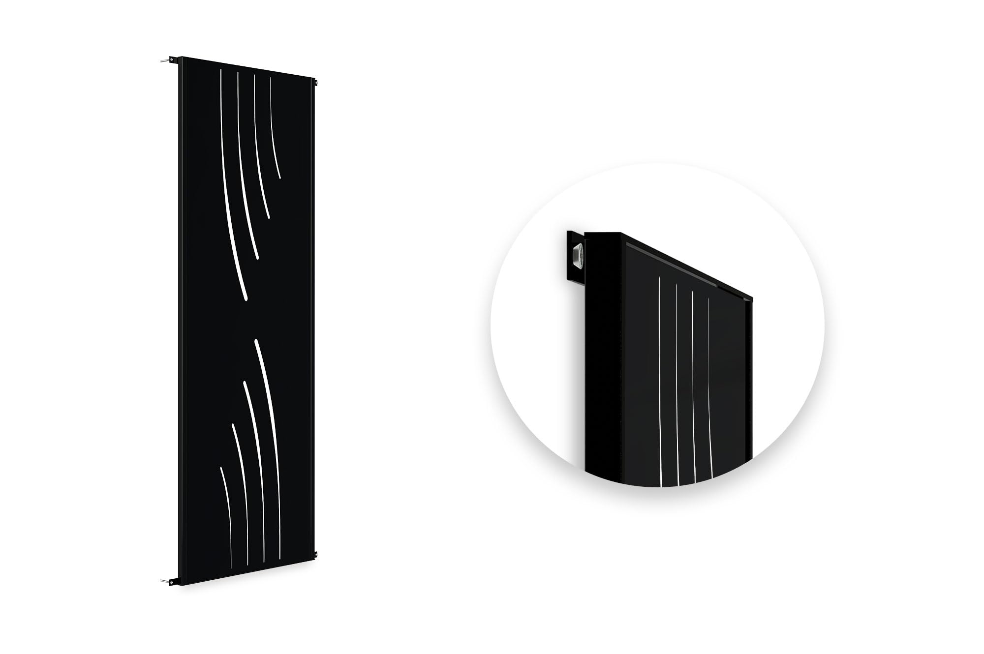 CASANOOV Panneau Décoratif Extérieur VELETA160x60 cm 1,6x0,6 m 1 m² Acier Noir Motif Nature Intégral Brise Vue Jardin Terrasse Occultation Design Résistant Durable Fixation Sol Mur Pieds Inclus