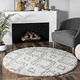 nuLOOM Shag Rug, 5' 3' Round, White