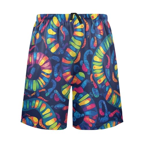 Men's Short Pajama Bottoms Caterpillar Bug Funny Home Casual Sleep Pants