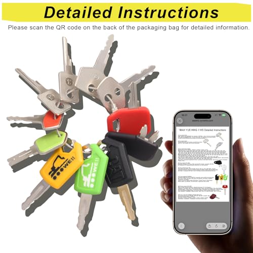 Image of Heavy Equipment Keys Master Set, 11 Contractor Excavator Dozer Skid Steer Loader Forklift Roller Keys Fit Case JCB 14607 S450 Kubota CAT 5P8500 Takeuchi H806 Hyster 166 JD Bobcat D250