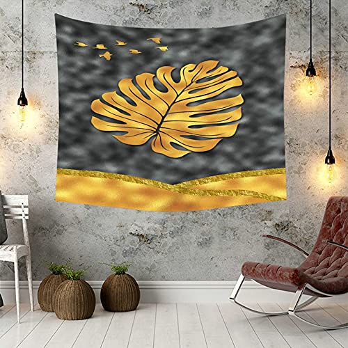 Tapiz de pared de poliéster KnSam con diseño decorativo gris y dorado de 150x130cm 6
