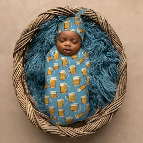 Image of Painting Beerys Newborn Swaddle Blankets Hat Sets Soft Baby Receiving Blanket Swaddle Sack for Baby Shower Infant Boy Girl Gift