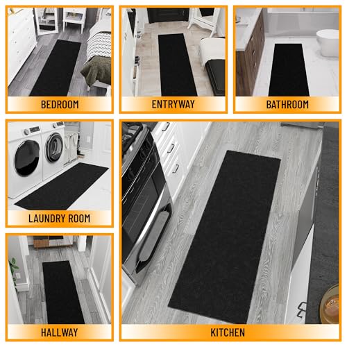 Tapete corredor Ottomanson Shag 3' x 8' negro miniatura 3