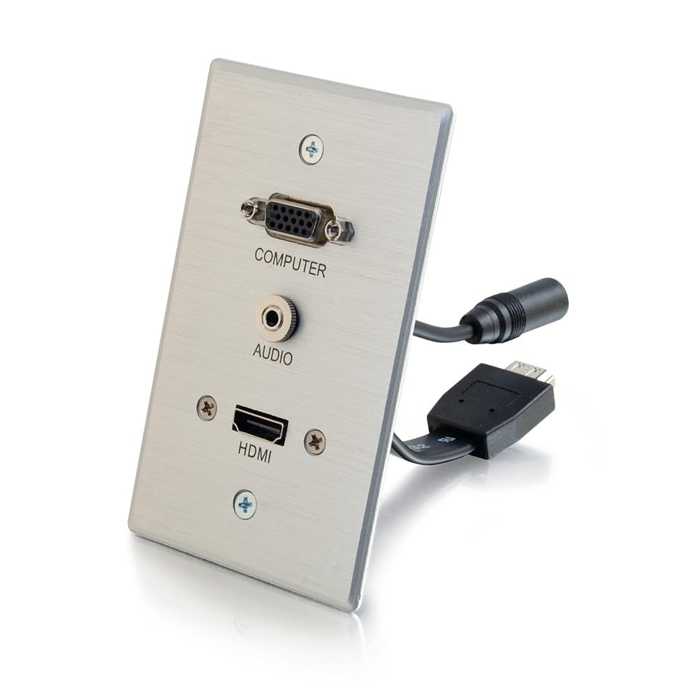C2G 60144 HDMI, VGA, 3.5mm HDMI, VGA, 3.5mm Aluminium cable interface/gender adapter - cable interface/gender adapters (HDMI, VGA, 3.5mm, HDMI, VGA, 3.5mm, Female/Female, Aluminium)